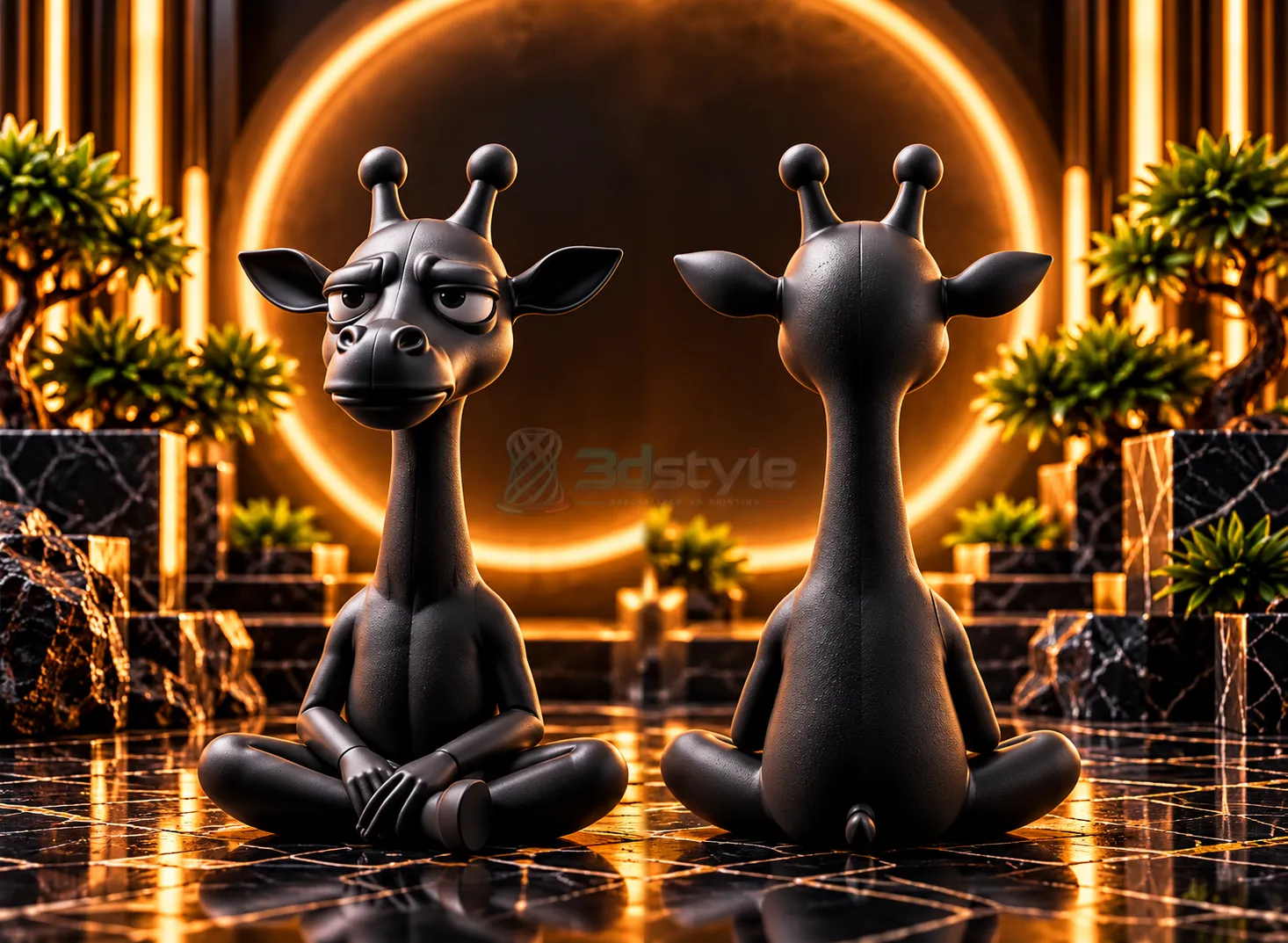 زرافه متفکر  مشکی  پرینت سه بعدی